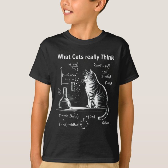 Funny Cat Physics Humor Design What Cats Really Th T-Shirt (Vorderseite)