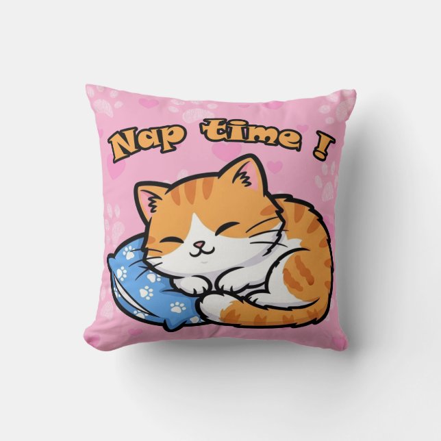 Funny Cat Pillow "Nickerchen Time" Kissen (Vorderseite)