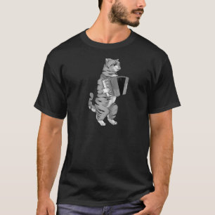 Funny Cat Playing Accordion Cool Musiker Harmoniu T-Shirt