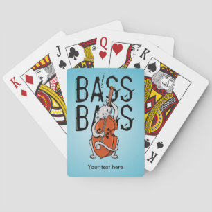 Funny Cat Playing einen doppelten Bass Spielkarten