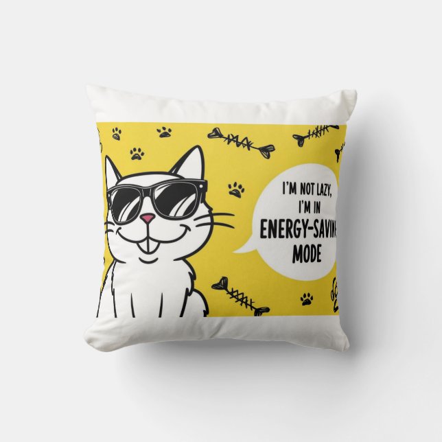 Funny Cat Poster, Cartoon Katze mit Sonnenbrille Kissen (Vorderseite)