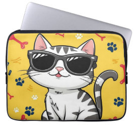 Funny Cat Poster, Cartoon Katze mit Sonnenbrille Laptopschutzhülle