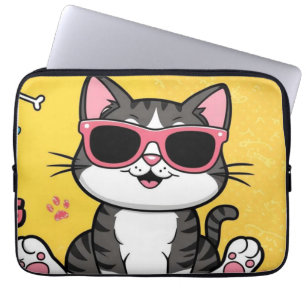 Funny Cat Poster Cartoon Katze mit Sonnenbrille Laptopschutzhülle