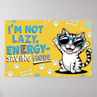 Funny Cat Poster, Cartoon Katze mit Sonnenbrille