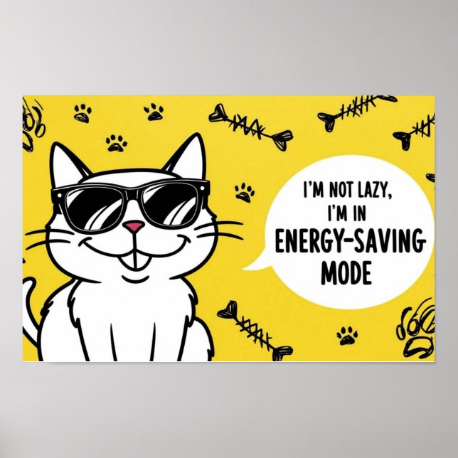 Funny Cat Poster, Cartoon Katze mit Sonnenbrille Poster (Vorne)