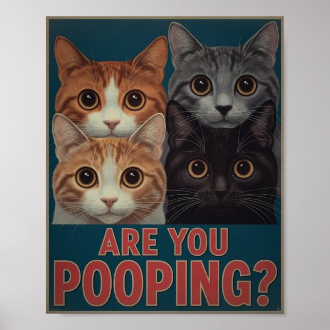 Funny Cat Poster | Kacke du? | Cat Art (Vorne)