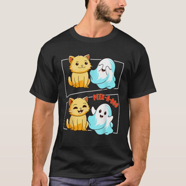 Funny Cat Pub Flüchtige Blick A Boo Men Kinder Fra T-Shirt (Vorderseite)