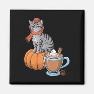 Funny Cat Pumpkin Gewürzkaffee Erntedank Herbst Magnet
