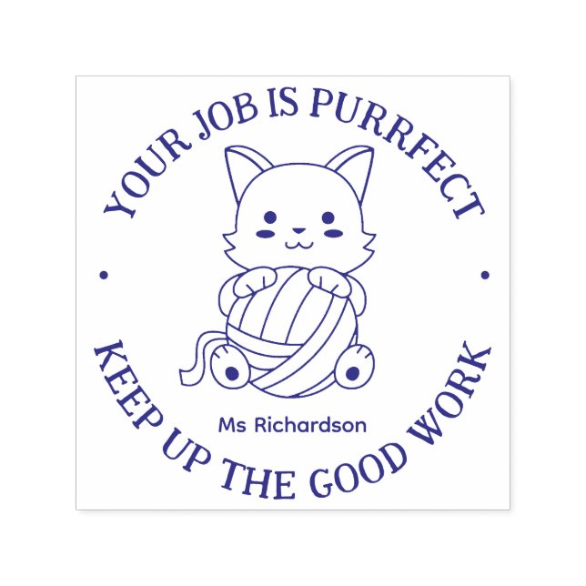 Funny Cat Pun Perfect Job Teacher Förderung Permastempel (Design)