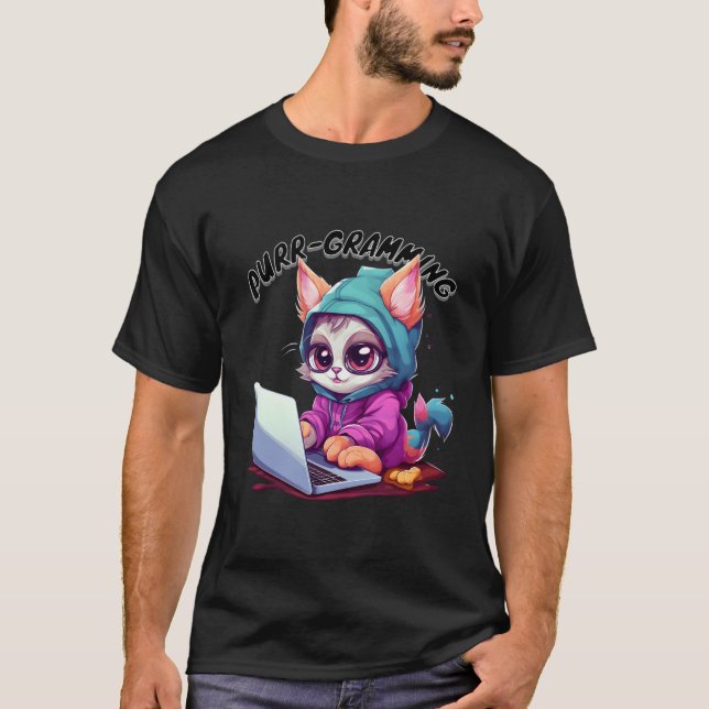 Funny Cat Pun Tech Savvy Kitten Programmierung Pun T-Shirt (Vorderseite)