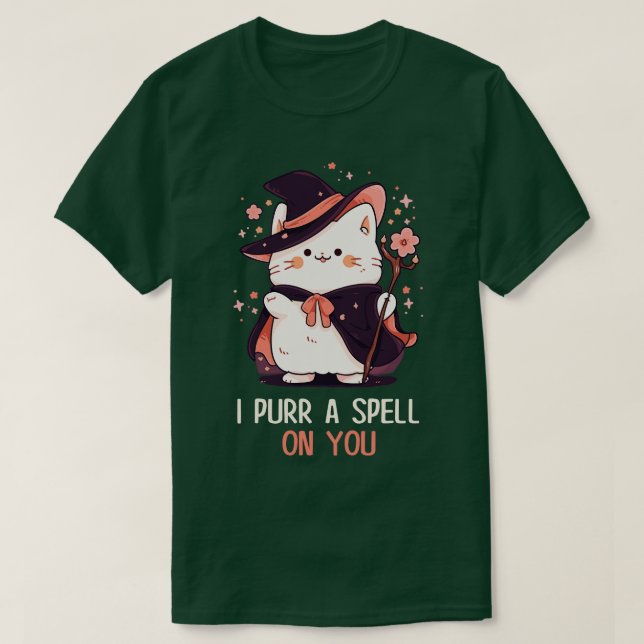 Funny Cat Pun Witch Zauber Grafik Männer Kinder Fr T-Shirt (Design vorne)