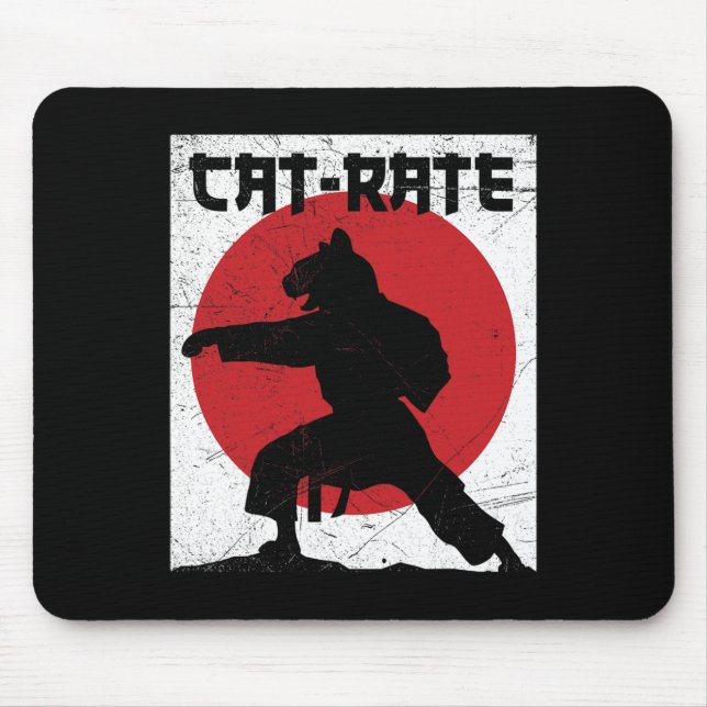 Funny Cat rate Cat Karate Geschenk für Kampfkunst  Mousepad (Vorne)