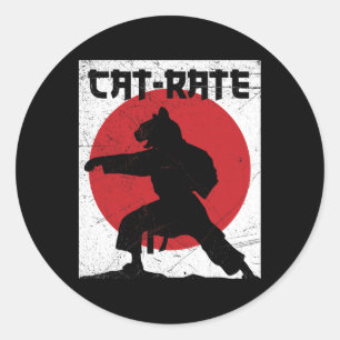 Funny Cat rate Cat Karate Geschenk für Kampfkunst  Runder Aufkleber