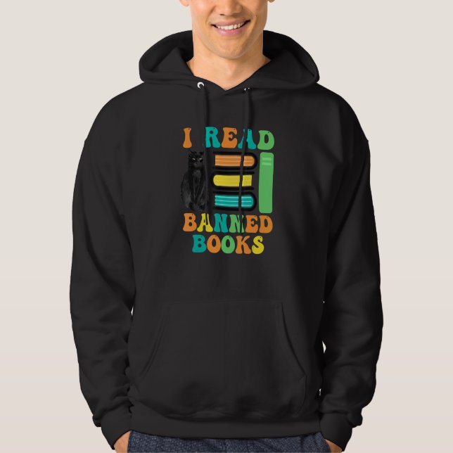 Funny Cat Reader I Read Banned Books For men and W Hoodie (Vorderseite)