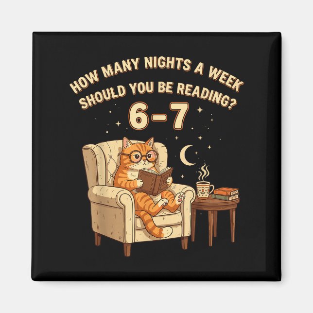 Funny Cat Reading 6-7 Meme Englieacher Book Lover  Magnet (Vorne)