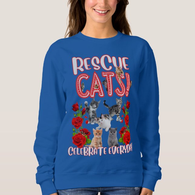 Funny Cat Rescue & Rose Sweatshirt (Vorderseite)