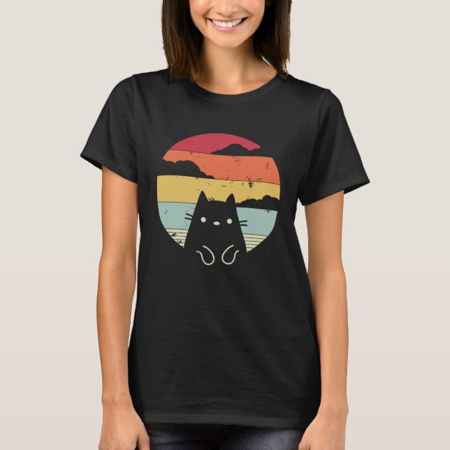 Funny Cat Retro Style T-Shirt (Vorderseite)