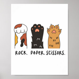 Funny Cat Rock Paper Schere Niedlich Cat Paws Kids Poster