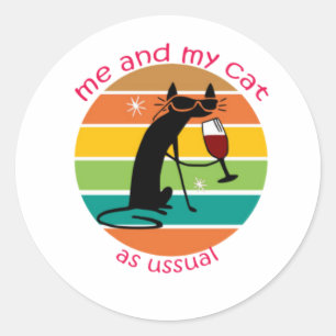 Funny Cat Runder Aufkleber