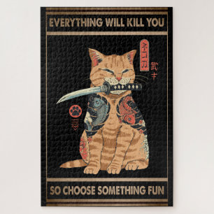 Funny Cat Samurai Alles wird dich töten