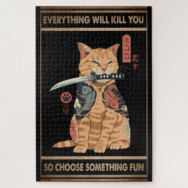 Funny Cat Samurai Alles wird dich töten (Vertikal)