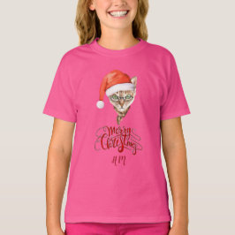 Funny Cat Santa Winter Frohe Weihnachten T-Shirt