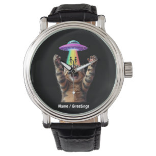 Funny Cat Selfie Alien UFO Unglaublich witzig anpa Armbanduhr
