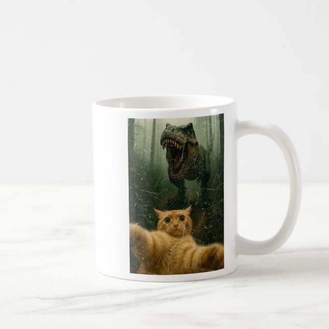 Funny Cat Selfie Dinosaur Meme Animals Lover Graph Kaffeetasse (Rechts)