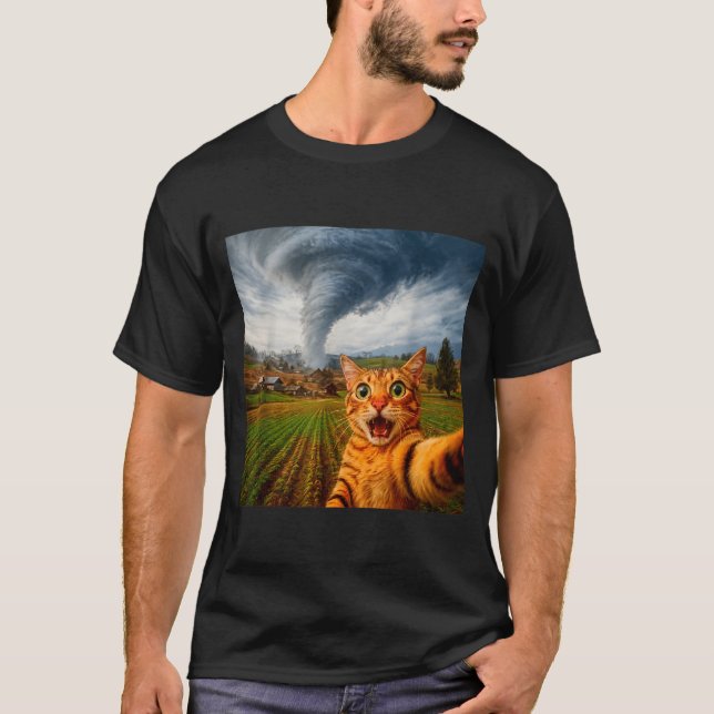 Funny Cat Selfie Meme Tornado  T-Shirt (Vorderseite)