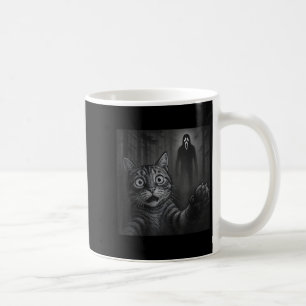 Funny Cat Selfie mit Ghost Halloween erschreckt Cr Kaffeetasse