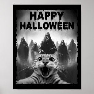 Funny Cat Selfie mit Ghosts Halloween Costume Day Poster