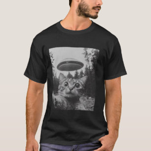 Funny Cat Selfie mit UFO Außerirdischen Cat Lover  T-Shirt