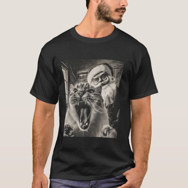 Funny Cat Selfie mit Weihnachten T-Shirt (Vorderseite)