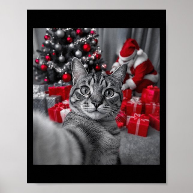 Funny Cat Selfie mit Weihnachtsmeme des Weihnachts Poster (Vorne)