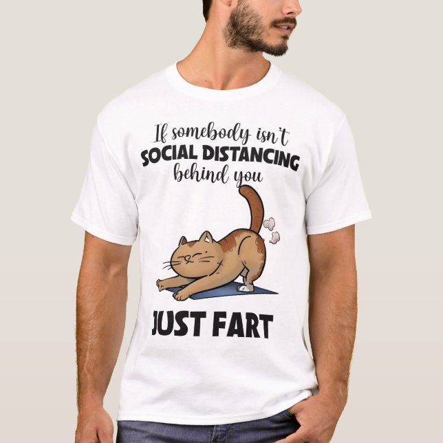 Funny Cat Social Distancing Sprichwort T-Shirt (Vorderseite)