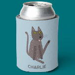 Funny Cat Spaß Personalisiert Dosenkühler<br><div class="desc">Eine lustige Katze wäscht. Oder vielleicht macht er nur Yoga? Küss ihn auf eigene Gefahr! Heben Sie ein Lächeln von jedem Tierfreund. Ändern oder löschen Sie den Namen,  der angepasst werden soll.</div>