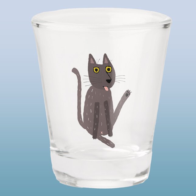 Funny Cat Spaß Schnapsglas (Fun cat yoga shot glass)