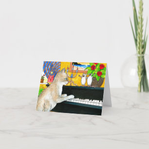 Funny Cat spielt Klavier 506 Geklappte Grußkarte Karte