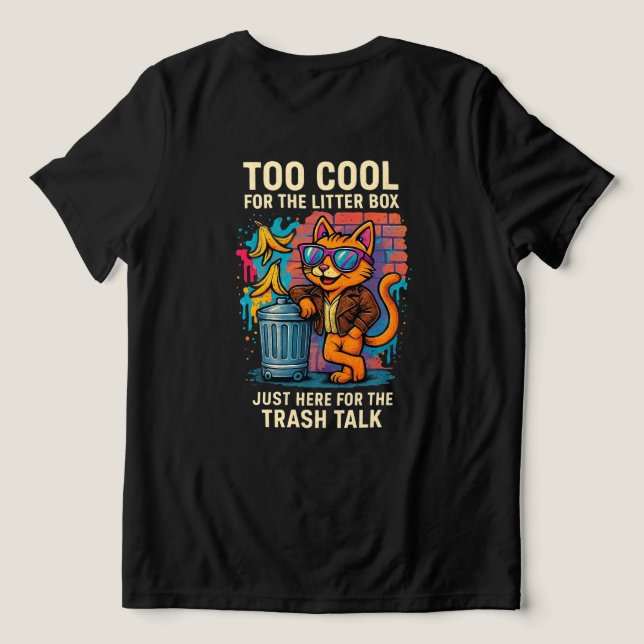 Funny Cat spricht über Müll Tri-Blend Shirt (Design Rückseite)