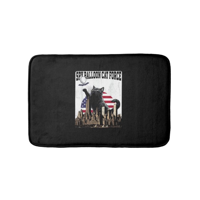 Funny Cat Spy Balloon Badematte (Vorderseite)