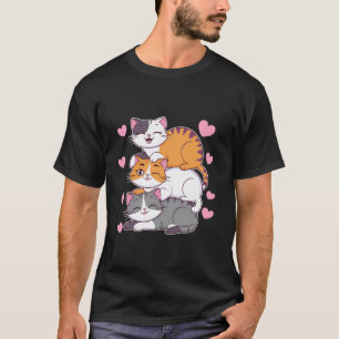 Funny Cat Stackle Pile Kitty Niedlich Cats Kawaii  T-Shirt