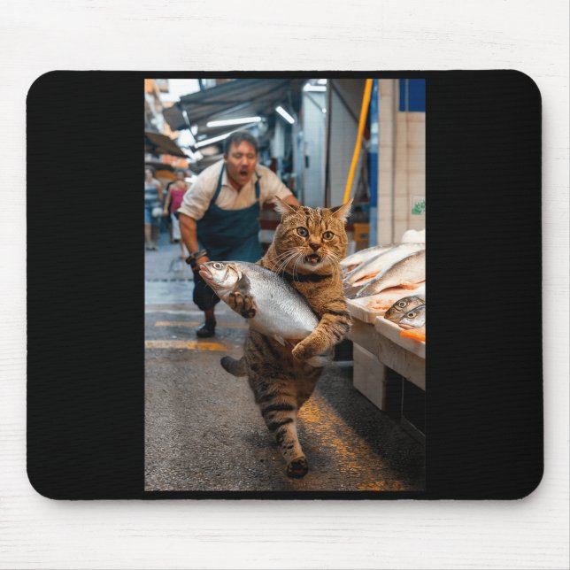 Funny Cat Stealing Fi-shirt  Mousepad (Vorne)