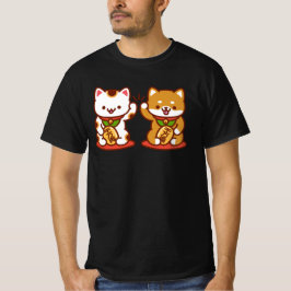 Funny Cat T - Shirt - Maneki-neko Hoch fünf