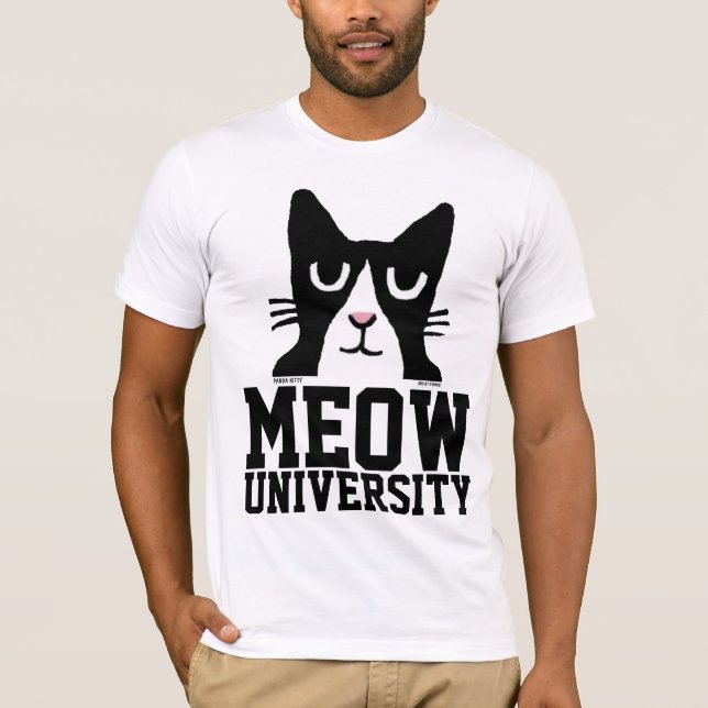 Funny Cat T - Shirt, MEOW UNIVERSITY T-Shirt (Vorderseite)