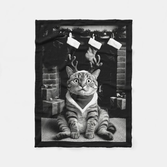 Funny Cat Taking A Selfie Christmas Xmas Pajamas H Fleecedecke (Vorderseite)