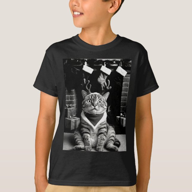 Funny Cat Taking A Selfie Christmas Xmas Pajamas H T-Shirt (Vorderseite)