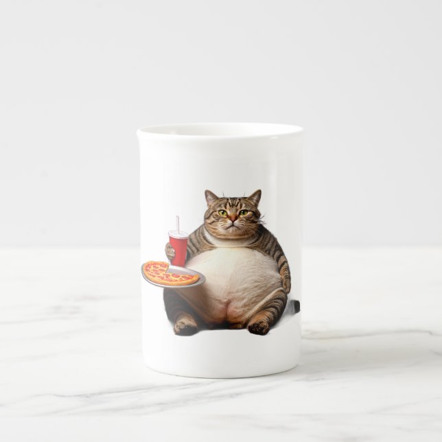 Funny Cat Tasse - Pizza Lover Geschenk Kaffee Cup (Vorderseite)