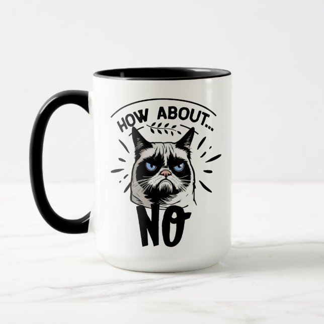 Funny Cat Tasse, Unglaublich witzig 'No Means No'  Tasse (Links)