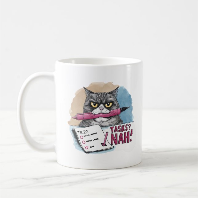 Funny Cat To Do List Kaffeetasse (Links)