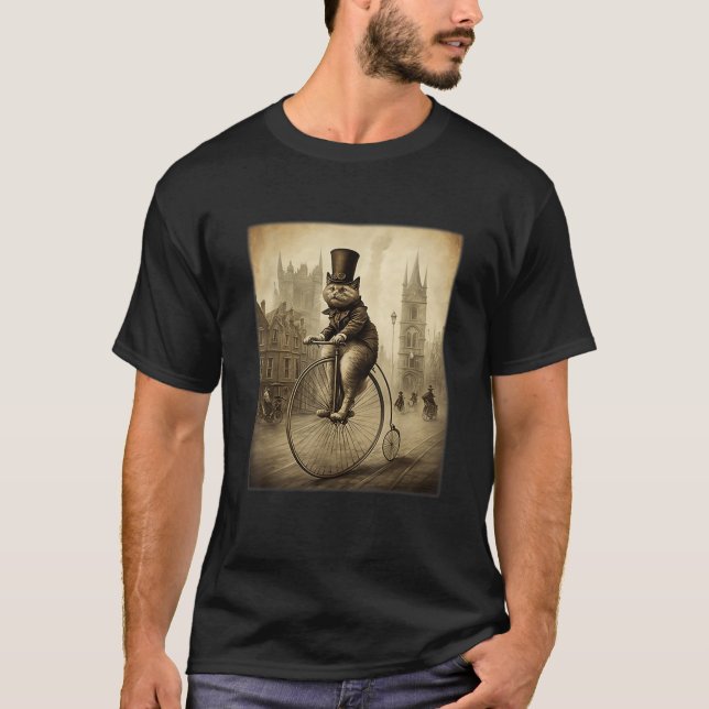 Funny Cat Top Hat Riding Penny Farthing Bicycle Cu (Vorderseite)